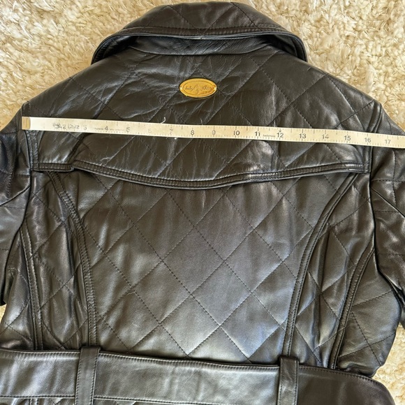 Quilted Black Leather Trench Coat Y2K Baby Phat long black jacket Kimora Lee - Picture 11 of 16